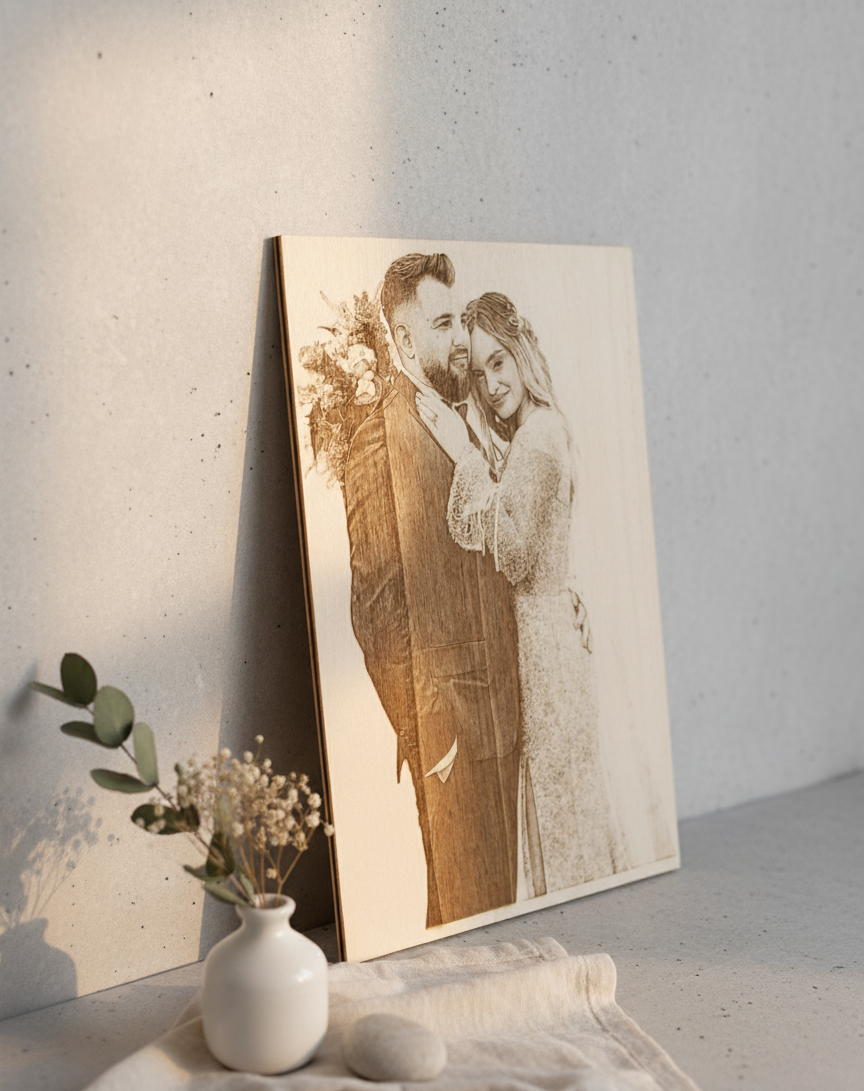 Gravură Portret pe Lemn – A4 (Personalizat)