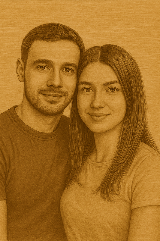 Gravură Portret pe Lemn – A4 (Personalizat)